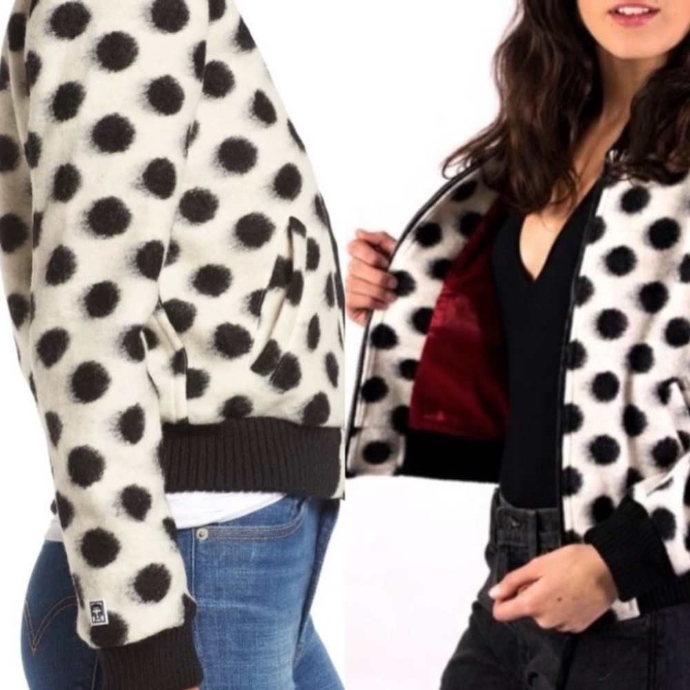 Obey La Ruine Wool Polka Dot Bomber Jacket - Picture 3 of 16
